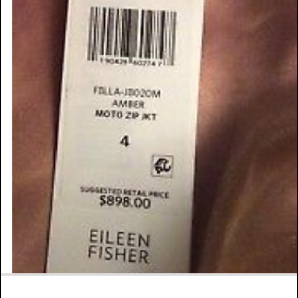 Eileen Fisher real leather amber/beige jacket - Picture 7 of 7
